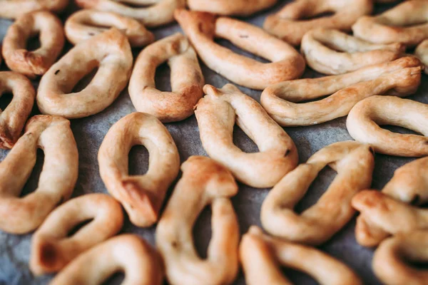 Lanche Salgado Taralli Feito Mão Típico Puglia Itália — Fotografia de Stock