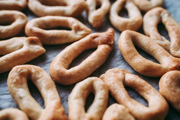 Lanche Salgado Taralli Feito Mão Típico Puglia Itália — Fotografia de Stock