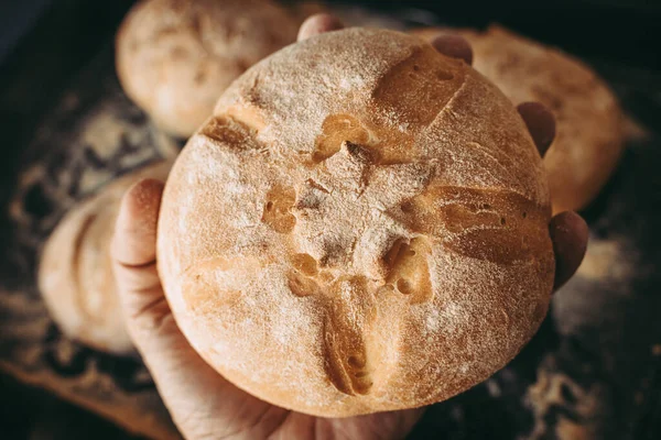 Frisch Gebackenes Brot Beim Bäcker — Stockfoto