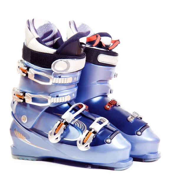 Lyžařské boty na bílém pozadí — Stock fotografie