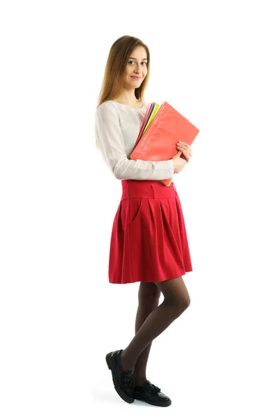 Dziewczyna Słodkie młody student z folderami Zdjęcie Stockowe