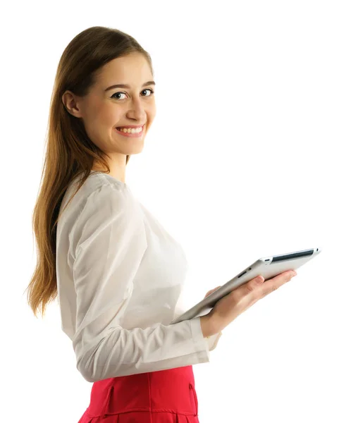 Dziewczyna Student przy użyciu komputera typu tablet Obraz Stockowy
