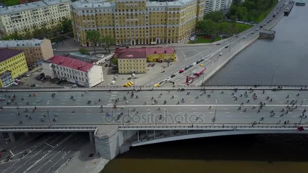 Moscow Cycle parade aerial view — Stock Video