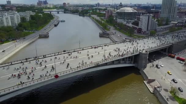 Moscow Cycle parade aerial view — Stock Video