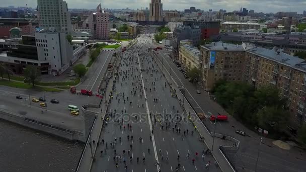 Moscow Cycle parade aerial view — Stock Video