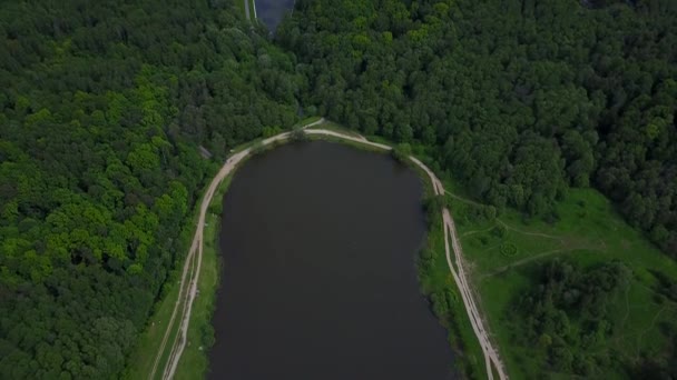 Lake in moscow russia aerial view — Stock Video