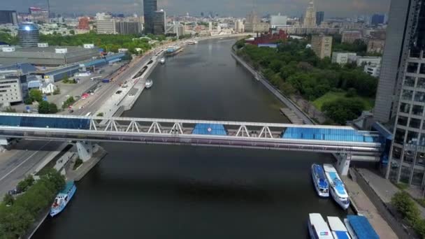 Moscú vista aérea del dron del río — Vídeos de Stock