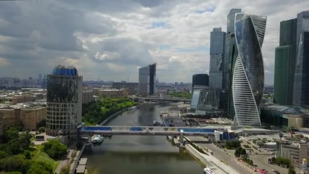 Skysrappers Moskwa dron Zobacz — Wideo stockowe