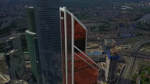 Moszkva skysrappers drone megtekintése — Stock videók