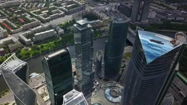 Moskva skysrappers drone zobrazení — Stock video