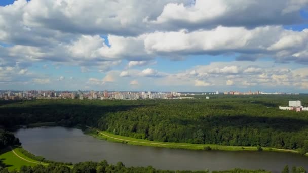 Lake in moscow russia aerial view — Stock Video