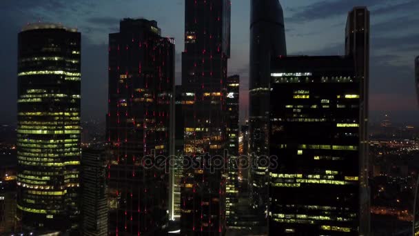 Москва Хмарочоси Вночі Літо — стокове відео
