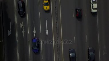 Moskova karayolu trafik hakkında havadan görünümü