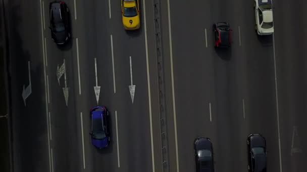 Aerial View Moscow Road Traffic — Stock Video