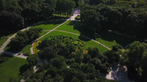 Landskap City Park Flygfoto Sommardag — Stockvideo