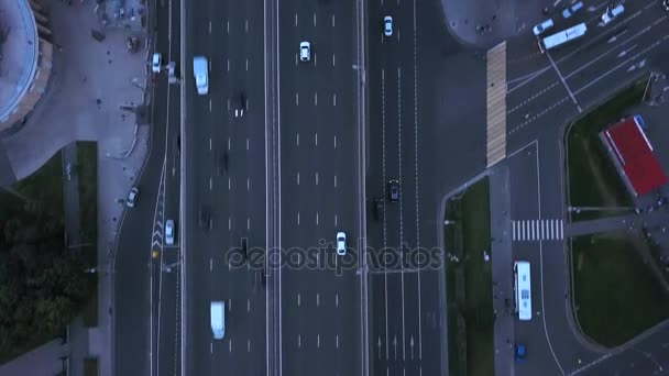 Luchtfoto Een Moskou Wegverkeer — Stockvideo