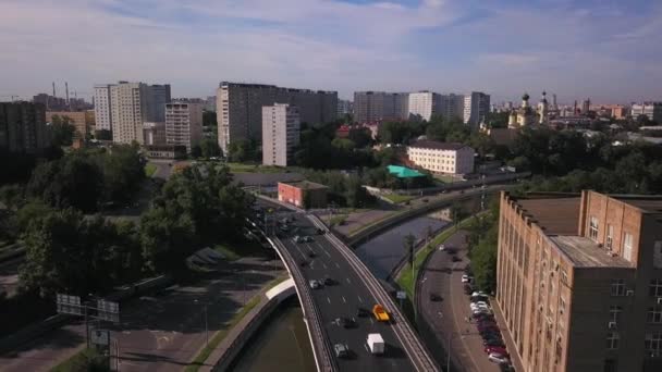 Voe Sobre Rio Yauza Moscou — Vídeo de Stock
