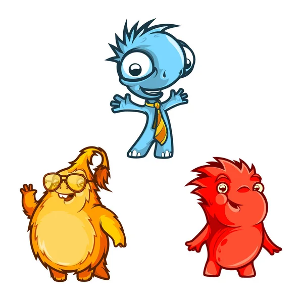 Drie grappige monsters — Stockvector