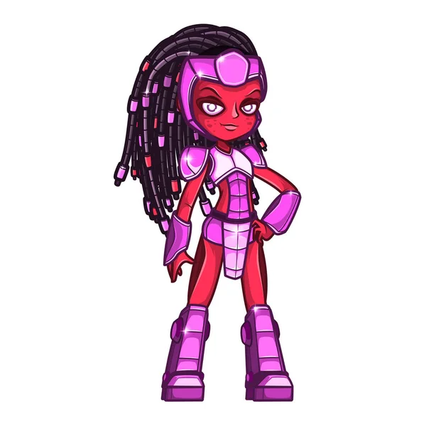 Cyborg chica con rastas — Vector de stock