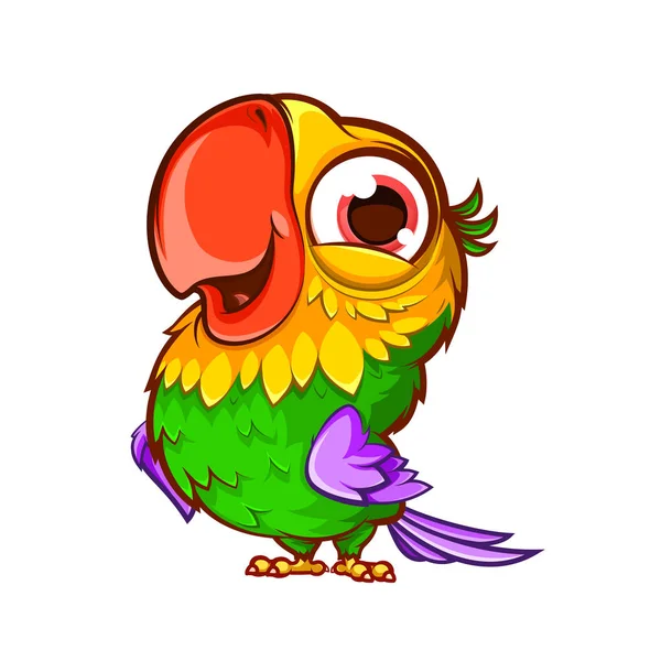 Cartone animato pappagallo carino — Vettoriale Stock