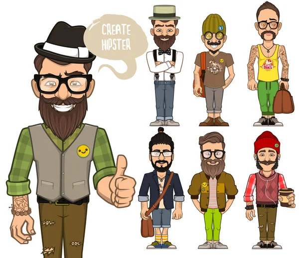 Créer des personnages hipsters — Image vectorielle