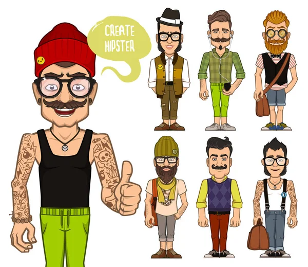 Crea personaggi hipster. Parte 2 — Vettoriale Stock