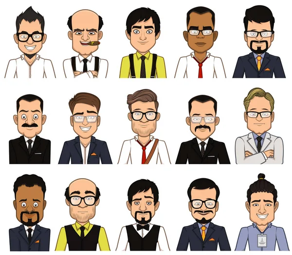 Set of avatars businessman — Stock Vector