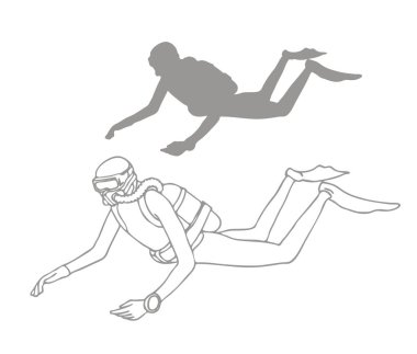 Scuba diver taslağını. 