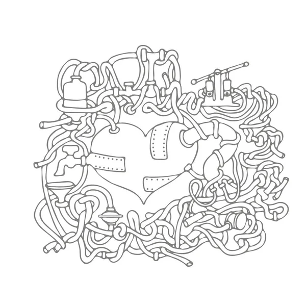 Schiță creativă inimi. Folosirea sentimentelor în mercenar pur — Vector de stoc