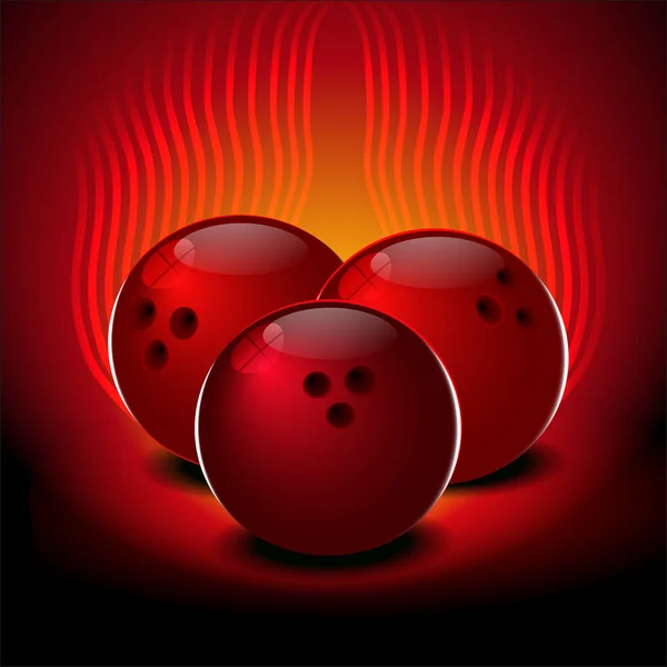 Bowling bollar på en röd bakgrund. — Stock vektor