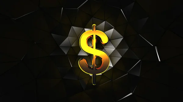 Dollar Gold Color Black Background Currency Symbol America Stylish Black — Stock Photo, Image