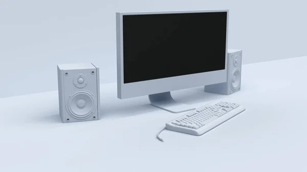 Computer auf dem Tisch, Arbeitsplatz. — Stockfoto