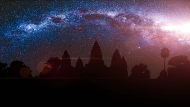 Gece vasıl Angkor Wat — Stok video