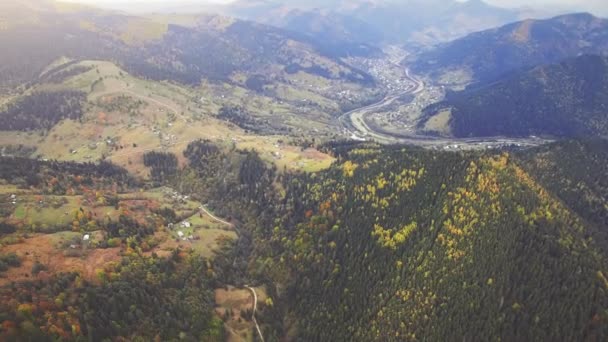 Aerial Flight in Carpathian mountains — Stock Video