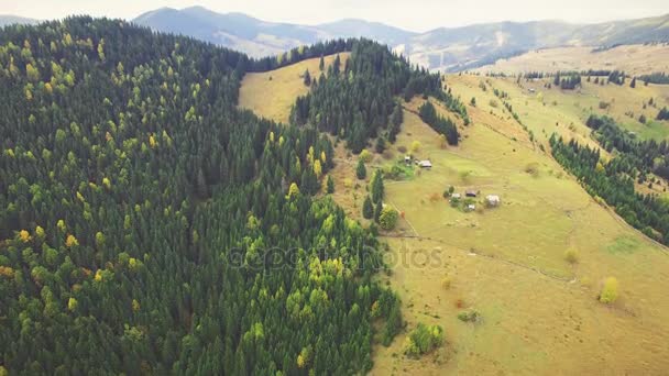 Vuelo aéreo en montañas Cárpatas — Vídeos de Stock