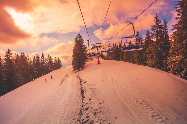 Slope on the skiing resort in Carpathians — Stock Photo, Image