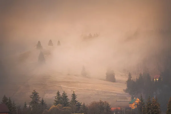 Foggy paysage d'automne — Photo