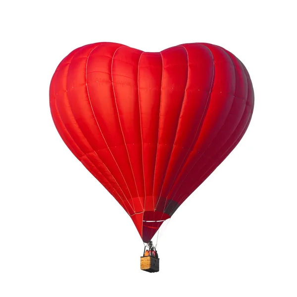 Balão de ar vermelho na forma de um coração isolado em um fundo branco — Fotografia de Stock