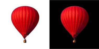 Sigle air balloon in blue sky clipart