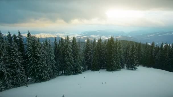 Winter bergen, zonsondergang tijd. Skigebied — Stockvideo