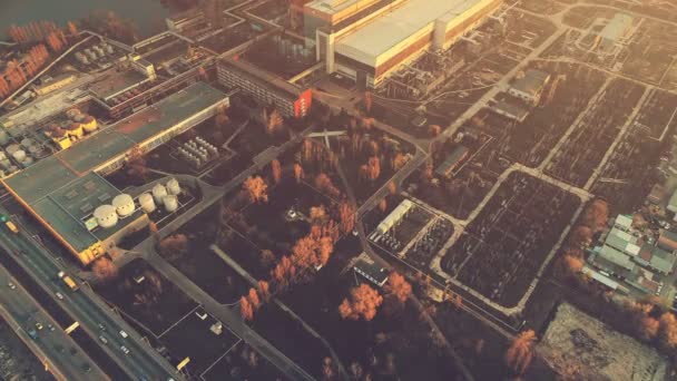 Aerial Drone Flight Filmación sobre la zona industrial de Kiev , — Vídeos de Stock
