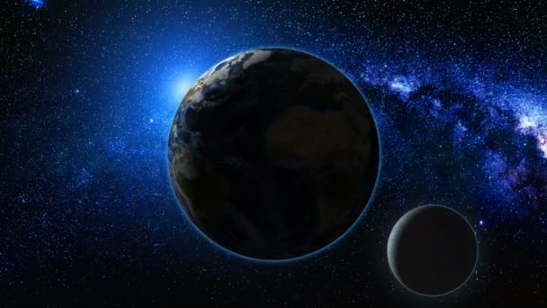 Vedere de răsărit din spațiu pe planeta Pământ și Lună — Videoclip de stoc