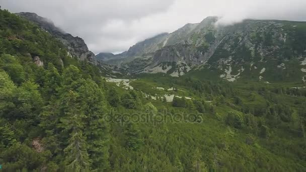 View from ski-lift cable car in Tatra mountains — Stock Video
