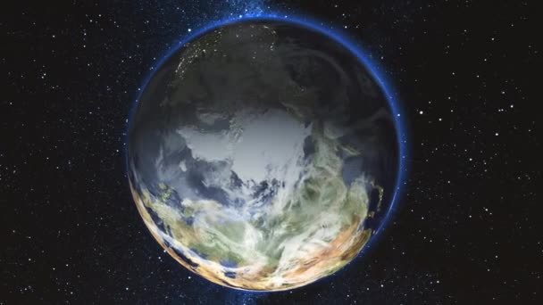 Planet Erde dreht sich und dreht sich im All um die eigene Achse — Stockvideo