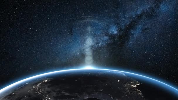 Vue du lever du soleil depuis l'espace sur la planète Terre — Video