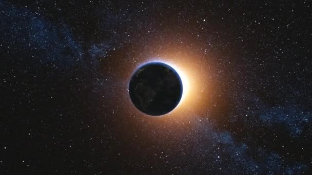 地球と太陽の星で回転空間ビュー — ストック動画