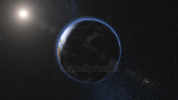 Realistic Earth, rotating in space. Day and night — Stock Video