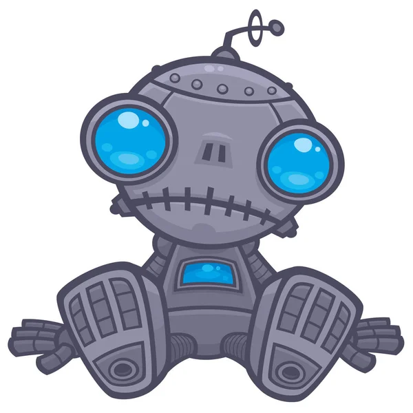 Triste pequeño robot — Vector de stock