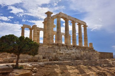 Cape Sounion Attica Yunanistan 'daki Poseidon Tapınağı