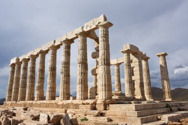 Cape Sounion Attica Yunanistan 'daki Poseidon Tapınağı